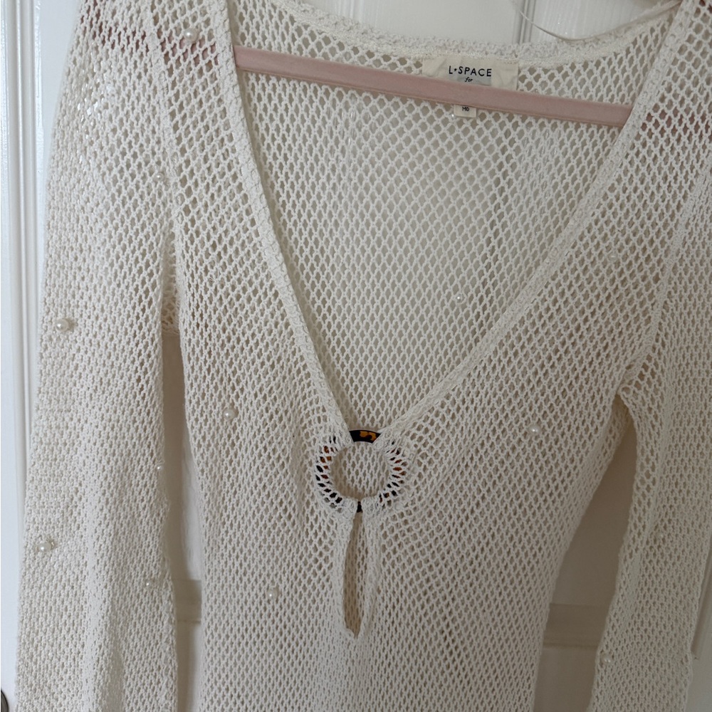 L*Space Ivory Maxi Crochet Cover-Up